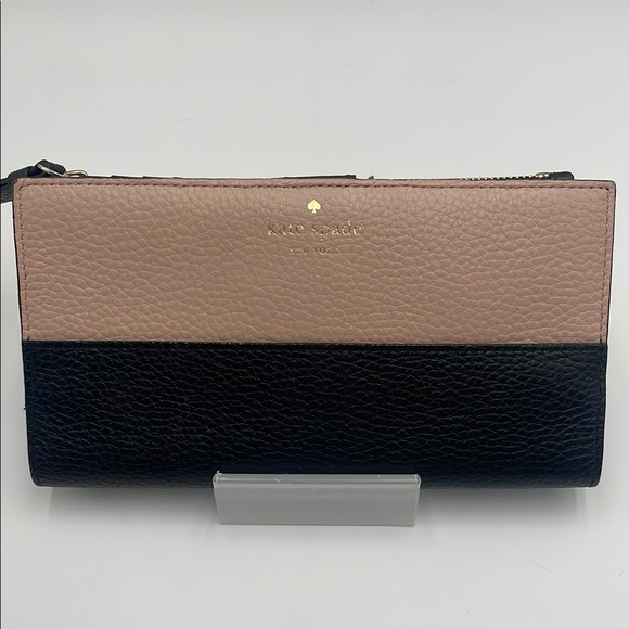 Kate Spade Black and Blush tan Women's wristlet wallet - Picture 1 of 15